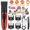 Pet Grooming Kit Rechargeable Cordless Dog Grooming Clippers Low Noise Electric Dog Trimmer Shaver Hair Cutter w/ 4 Guide Combs Scissors Oil