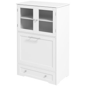 PawHut Dog Feeding Station with Two Storage Cabinets, 2 Elevated Dog Bowls, Side Hooks, Anti-tip Kit, for Feeding & Watering